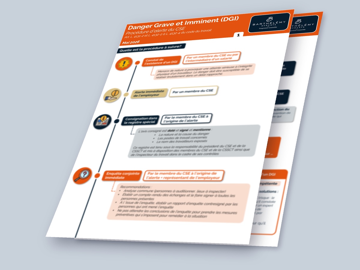 Image illustrant l'infographie Kit - Danger Grave et Imminent (DGI) - Procédure d'alerte du CSE