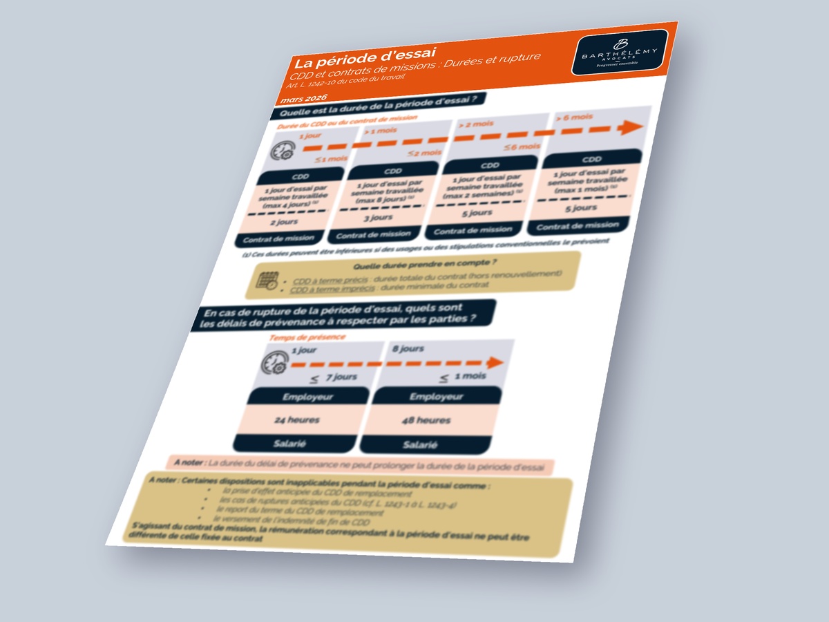 Image illustrant l'infographie La période d'essai - CDD et contrat de mission