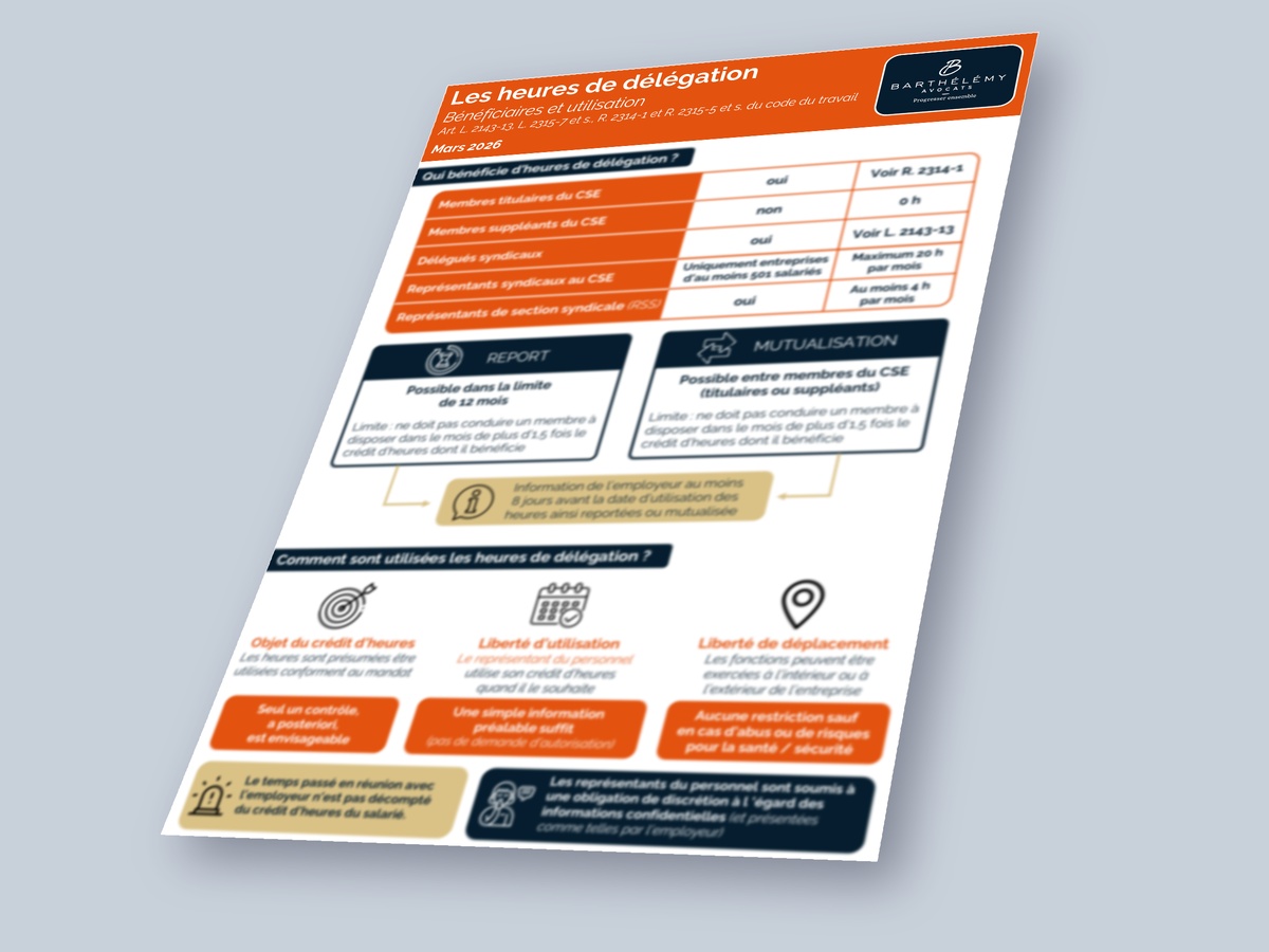 Image illustrant l'infographie Les heures de délégation - Conditions d'utilisation